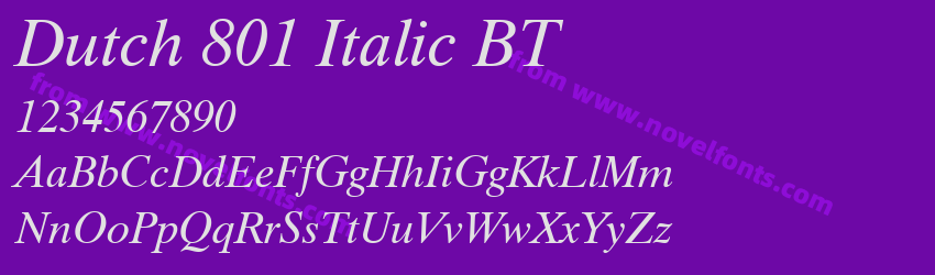 Dutch 801 Italic BTPreview