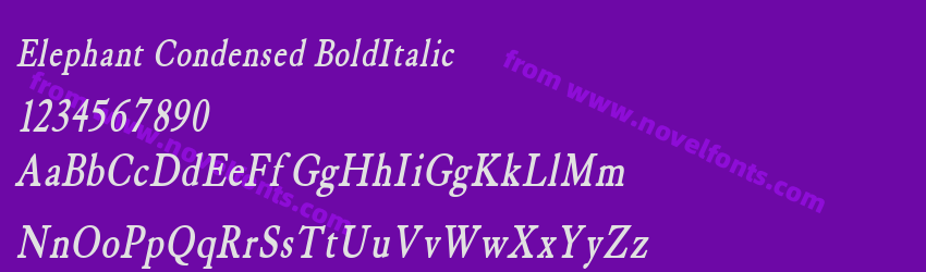 Elephant Condensed BoldItalicPreview