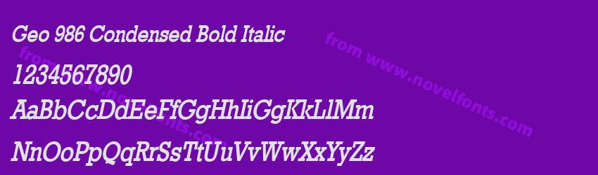 Geo 986 Condensed Bold ItalicPreview