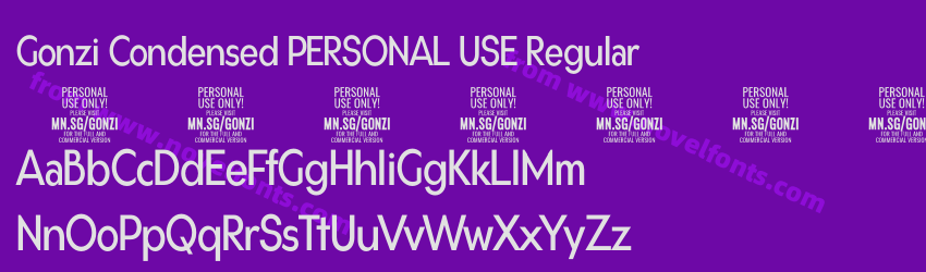 Gonzi Condensed PERSONAL USE RegularPreview