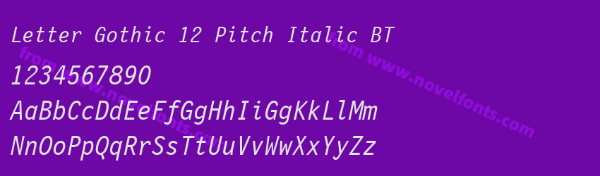 Letter Gothic 12 Pitch Italic BTPreview