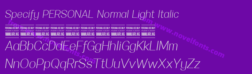 Specify PERSONAL Normal Light ItalicPreview