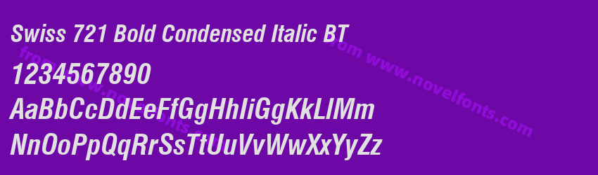 Swiss 721 Bold Condensed Italic BTPreview