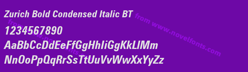 Zurich Bold Condensed Italic BTPreview