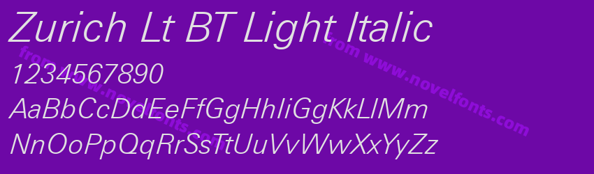 Zurich Lt BT Light ItalicPreview