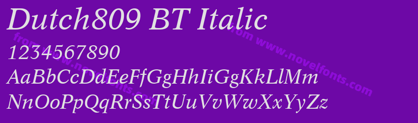 Dutch809 BT ItalicPreview