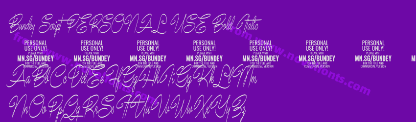 Bundey Script PERSONAL USE Bold ItalicPreview