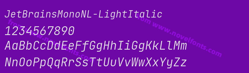 JetBrainsMonoNL-LightItalicPreview