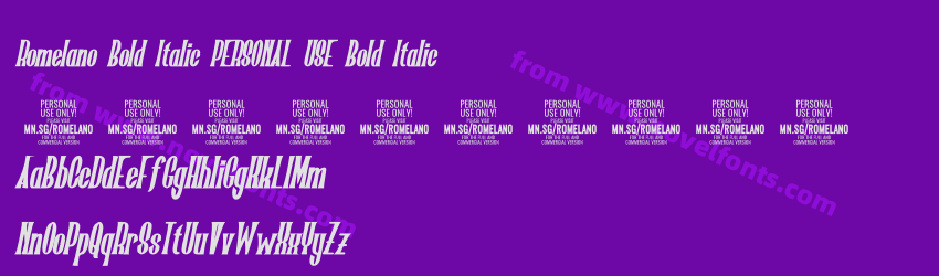 Romelano Bold Italic PERSONAL USE Bold ItalicPreview