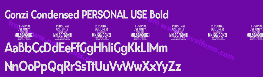 Gonzi Condensed PERSONAL USE BoldPreview