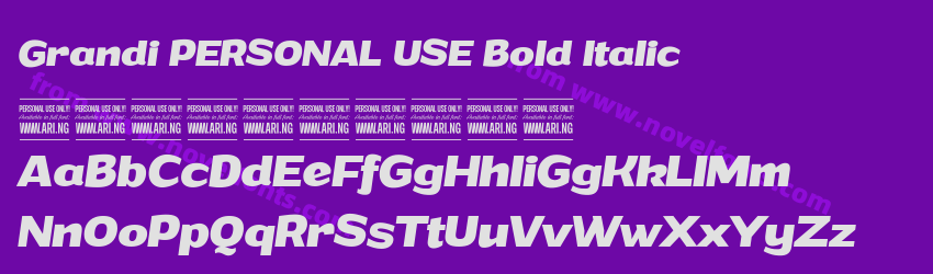 Grandi PERSONAL USE Bold ItalicPreview