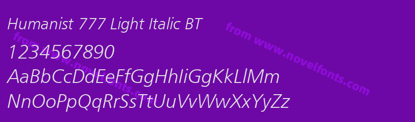 Humanist 777 Light Italic BTPreview