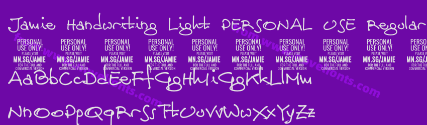 Jamie Handwriting Light PERSONAL USE RegularPreview