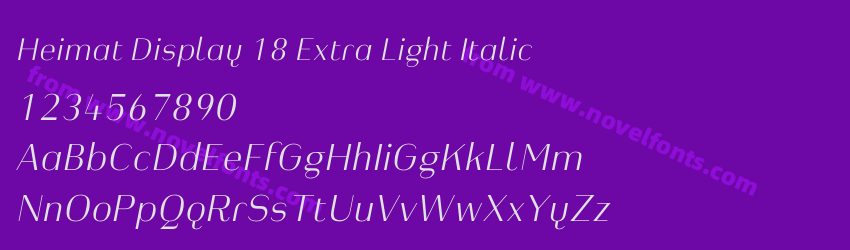 Heimat Display 18 Extra Light ItalicPreview Heimat Display 18 Extra Light ItalicPreview