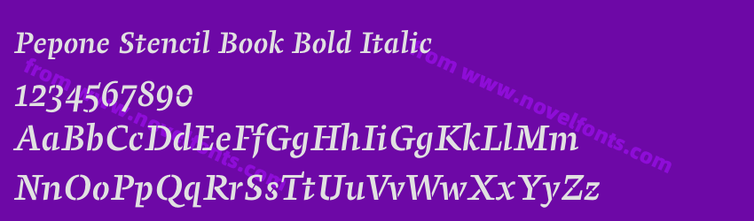 Pepone Stencil Book Bold ItalicPreview Pepone Stencil Book Bold ItalicPreview