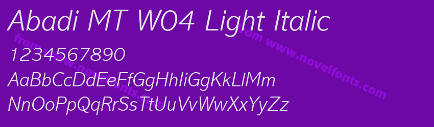 Abadi MT W04 Light ItalicPreview Abadi MT W04 Light ItalicPreview