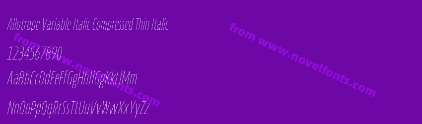 Allotrope Variable Italic Compressed Thin ItalicPreview Allotrope Variable Italic Compressed Thin ItalicPreview