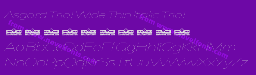 Asgard Trial Wide Thin Italic TrialPreview Asgard Trial Wide Thin Italic TrialPreview
