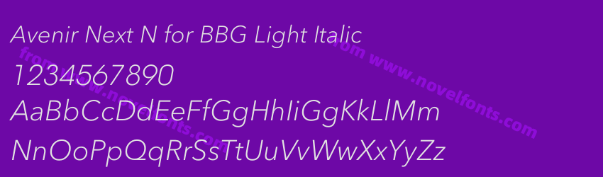 Avenir Next N for BBG Light ItalicPreview