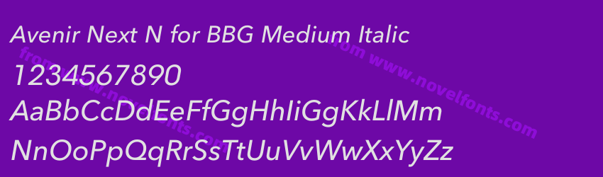 Avenir Next N for BBG Medium ItalicPreview Avenir Next N for BBG Medium ItalicPreview