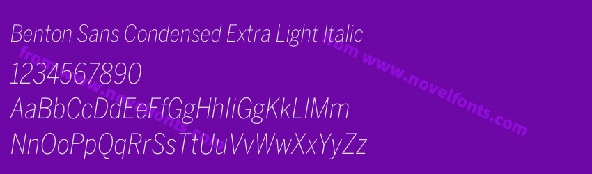 Benton Sans Condensed Extra Light ItalicPreview Benton Sans Condensed Extra Light ItalicPreview