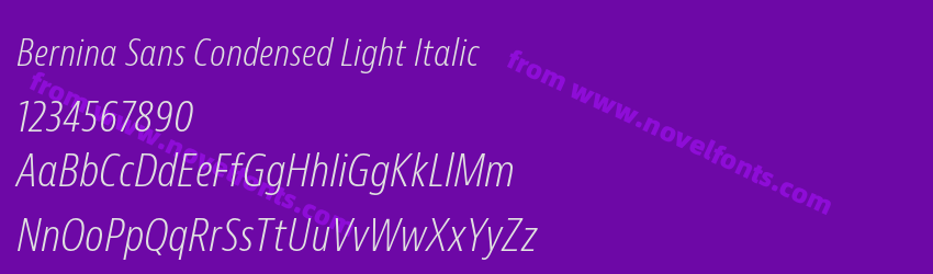 Bernina Sans Condensed Light ItalicPreview Bernina Sans Condensed Light ItalicPreview