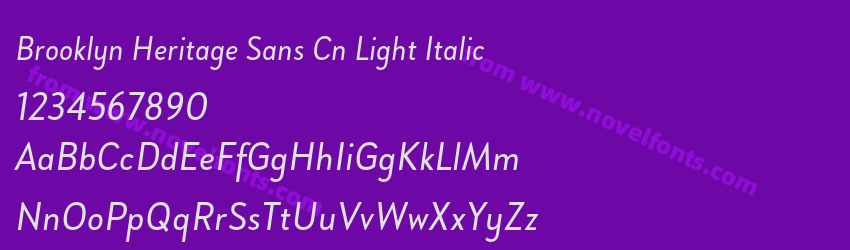 Brooklyn Heritage Sans Cn Light ItalicPreview Brooklyn Heritage Sans Cn Light ItalicPreview