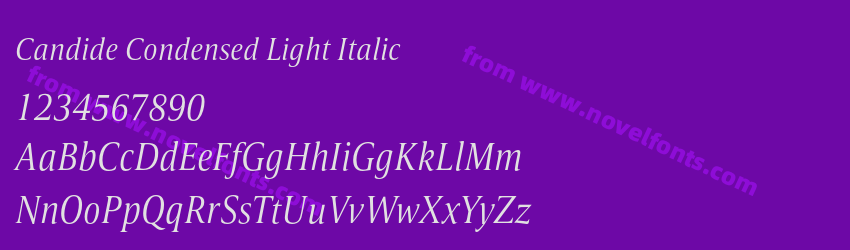 Candide Condensed Light ItalicPreview Candide Condensed Light ItalicPreview