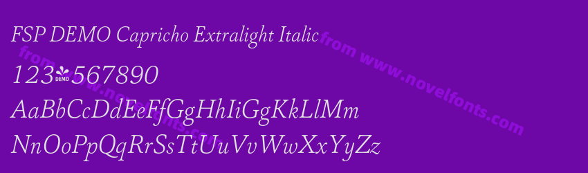 FSP DEMO Capricho Extralight ItalicPreview FSP DEMO Capricho Extralight ItalicPreview