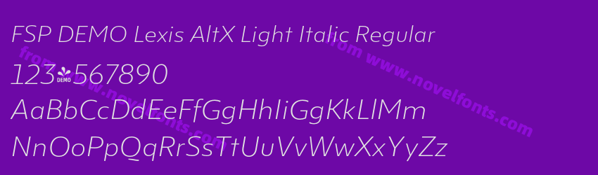 FSP DEMO Lexis AltX Light Italic RegularPreview FSP DEMO Lexis AltX Light Italic RegularPreview