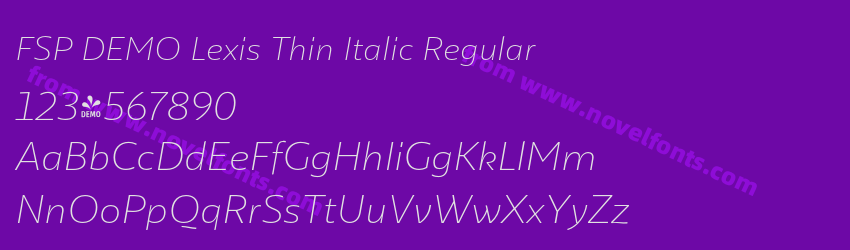 FSP DEMO Lexis Thin Italic RegularPreview FSP DEMO Lexis Thin Italic RegularPreview