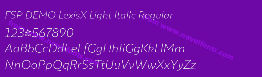 FSP DEMO LexisX Light Italic RegularPreview FSP DEMO LexisX Light Italic RegularPreview