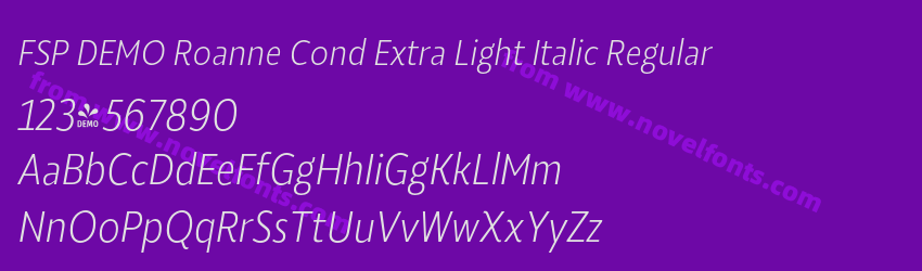 FSP DEMO Roanne Cond Extra Light Italic RegularPreview FSP DEMO Roanne Cond Extra Light Italic RegularPreview