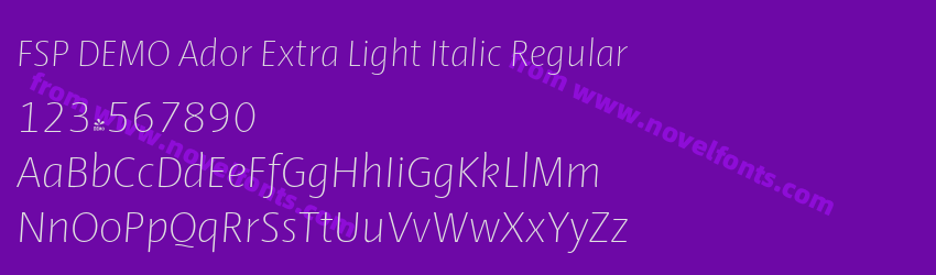 FSP DEMO Ador Extra Light Italic RegularPreview FSP DEMO Ador Extra Light Italic RegularPreview