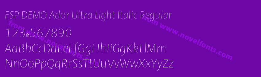 FSP DEMO Ador Ultra Light Italic RegularPreview FSP DEMO Ador Ultra Light Italic RegularPreview