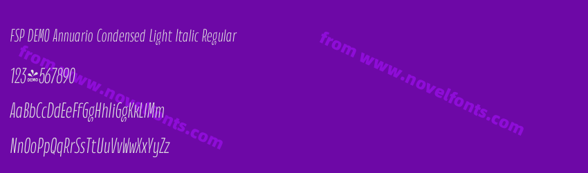 FSP DEMO Annuario Condensed Light Italic RegularPreview FSP DEMO Annuario Condensed Light Italic RegularPreview