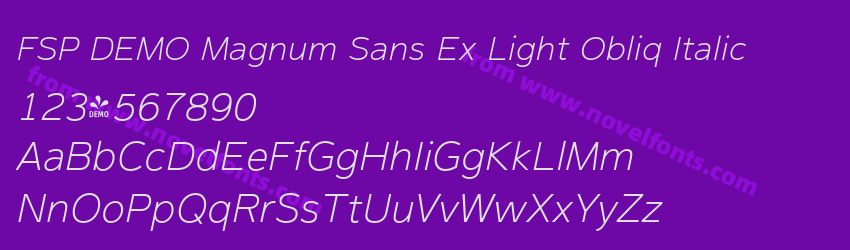 FSP DEMO Magnum Sans Ex Light Obliq ItalicPreview FSP DEMO Magnum Sans Ex Light Obliq ItalicPreview