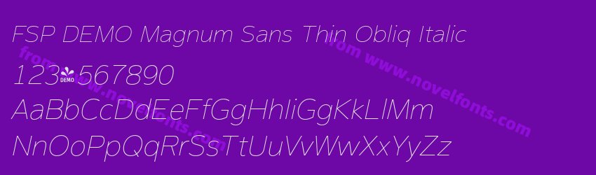 FSP DEMO Magnum Sans Thin Obliq ItalicPreview FSP DEMO Magnum Sans Thin Obliq ItalicPreview