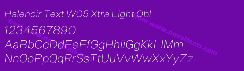 Halenoir Text W05 Xtra Light OblPreview Halenoir Text W05 Xtra Light OblPreview