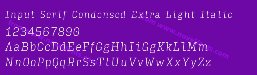 Input Serif Condensed Extra Light ItalicPreview Input Serif Condensed Extra Light ItalicPreview