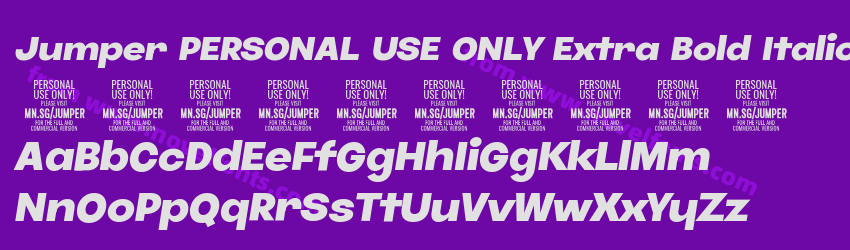 Jumper PERSONAL USE ONLY Extra Bold ItalicPreview Jumper PERSONAL USE ONLY Extra Bold ItalicPreview