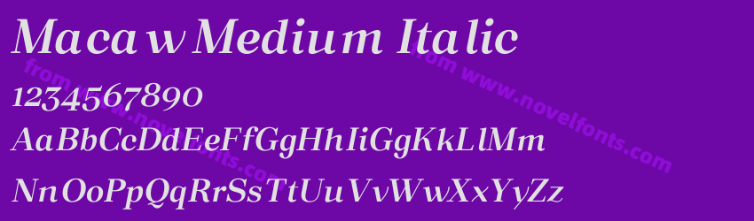 Macaw Medium ItalicPreview Macaw Medium ItalicPreview