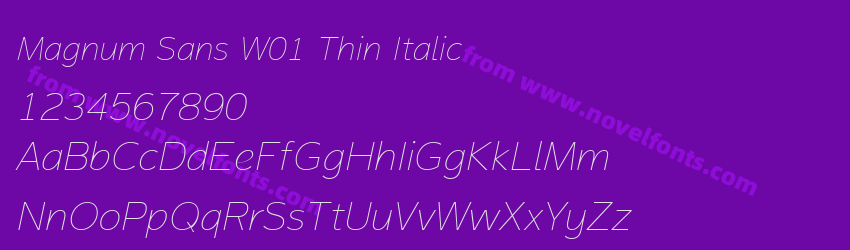 Magnum Sans W01 Thin ItalicPreview Magnum Sans W01 Thin ItalicPreview