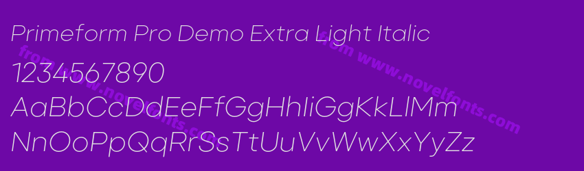 Primeform Pro Demo Extra Light ItalicPreview Primeform Pro Demo Extra Light ItalicPreview