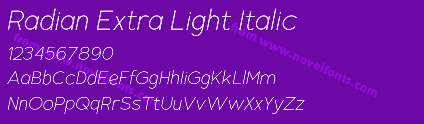 Radian Extra Light ItalicPreview Radian Extra Light ItalicPreview