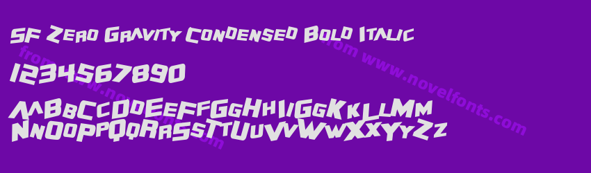 SF Zero Gravity Condensed Bold ItalicPreview SF Zero Gravity Condensed Bold ItalicPreview