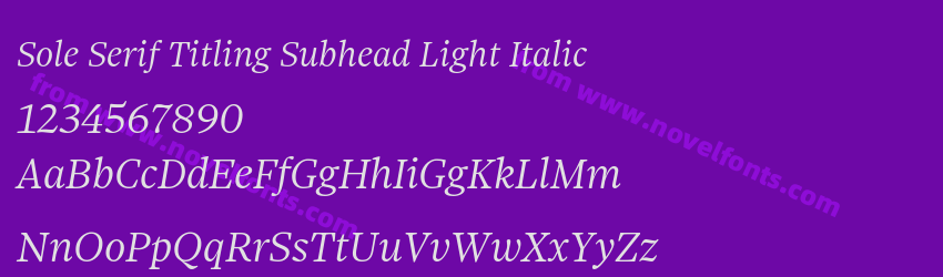 Sole Serif Titling Subhead Light ItalicPreview Sole Serif Titling Subhead Light ItalicPreview