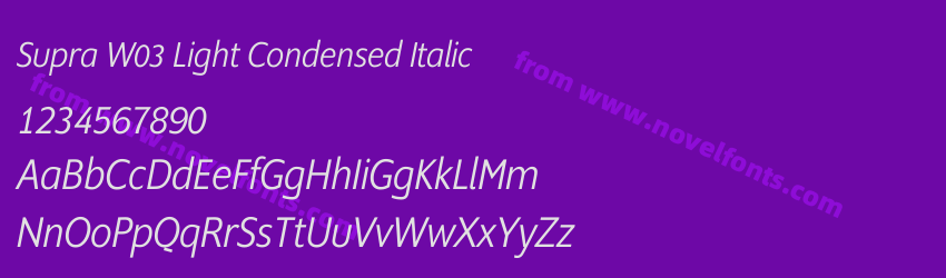Supra W03 Light Condensed ItalicPreview Supra W03 Light Condensed ItalicPreview