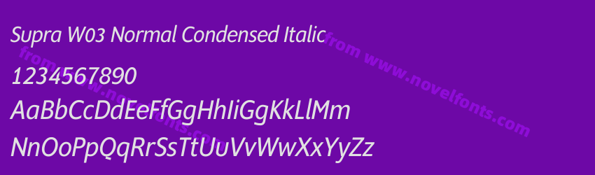 Supra W03 Normal Condensed ItalicPreview Supra W03 Normal Condensed ItalicPreview