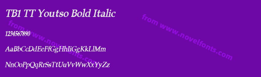 TB1 TT Youtso Bold ItalicPreview TB1 TT Youtso Bold ItalicPreview